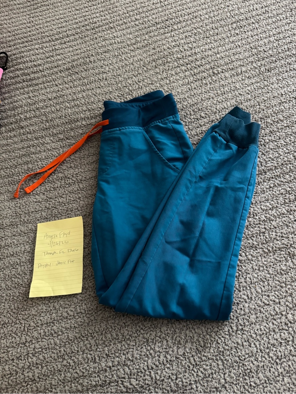 Figs blue alps Jogger Scrub Pants with Orange Drawstring